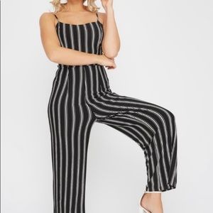Ambiance Black/White Striped Jumpsuit